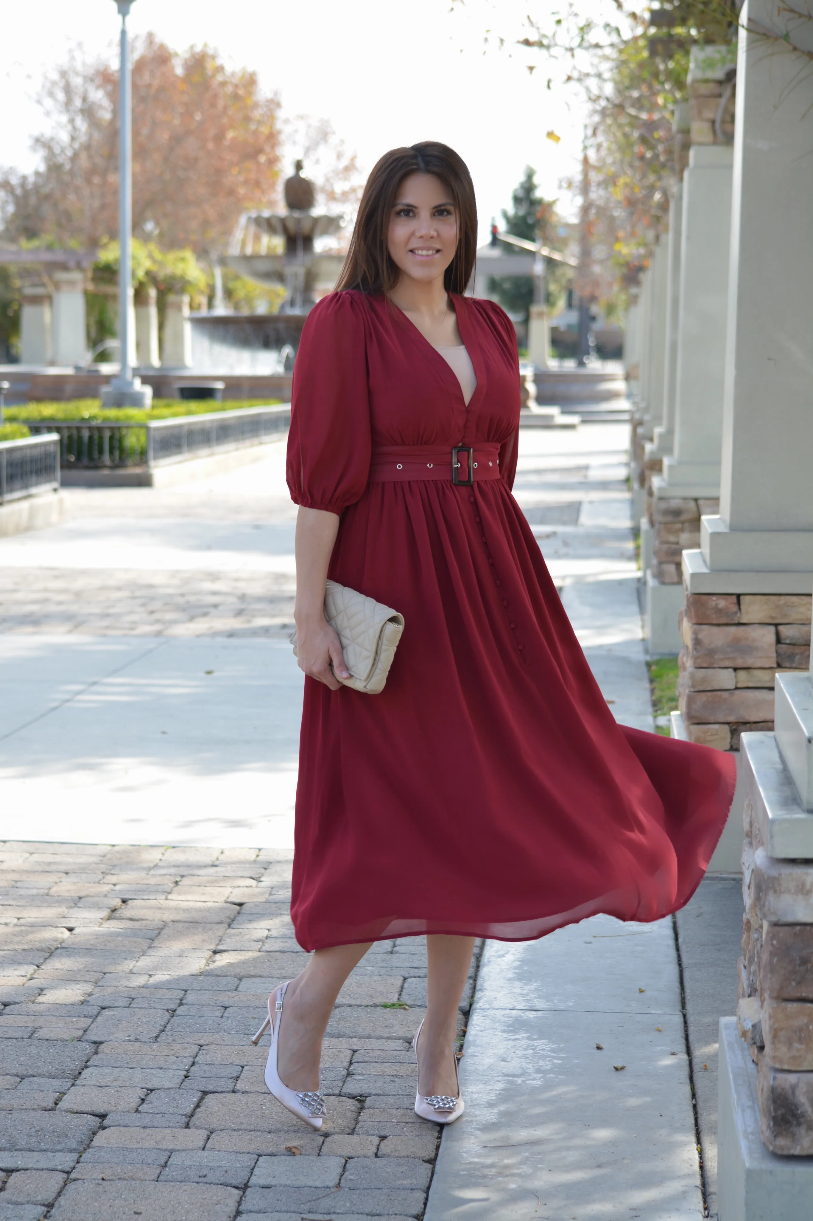 Bianca Merlot Midi Dress