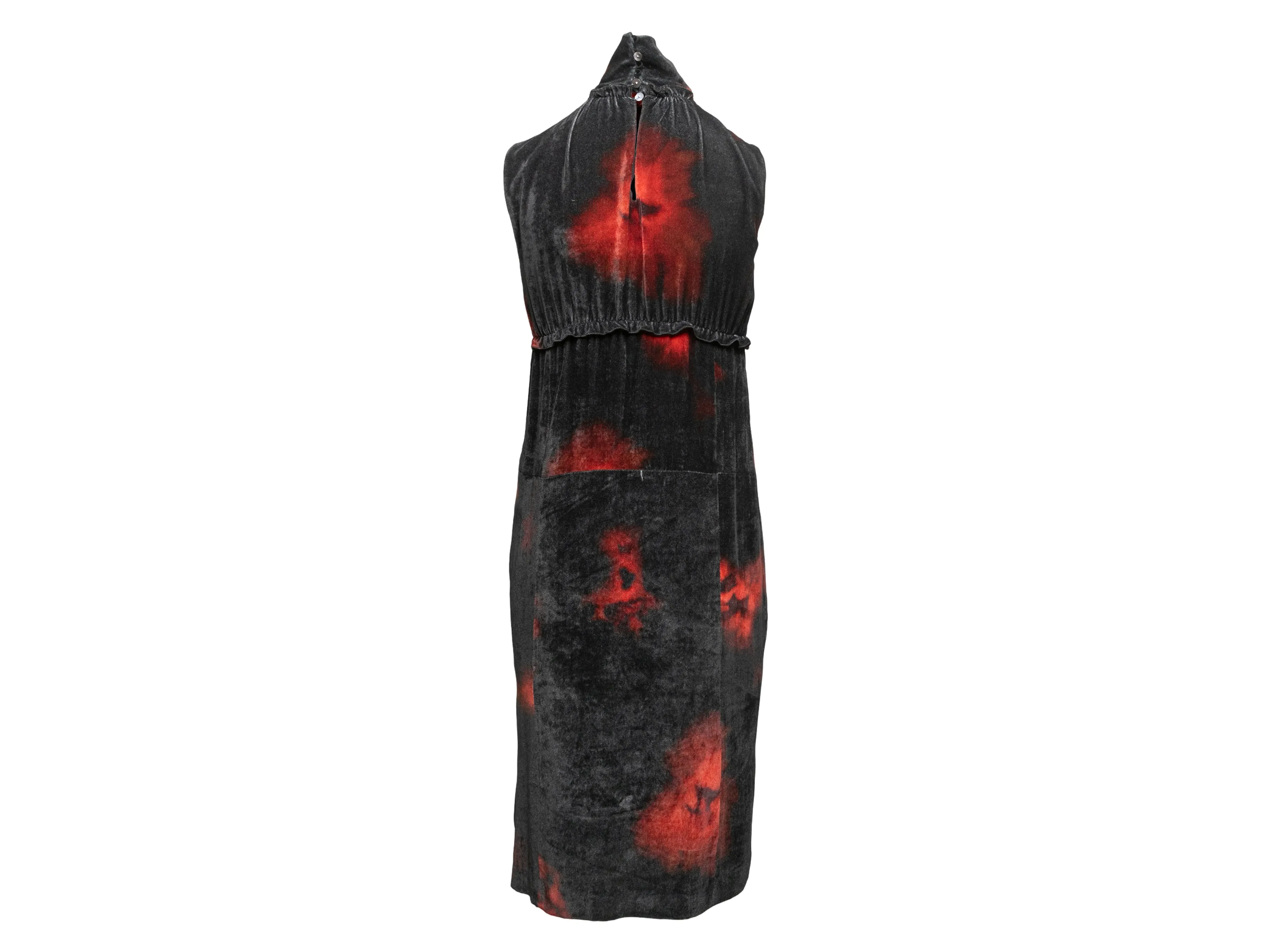 Black & Red Altuzarra Indira Velvet Tie-Dye Dress Size US S