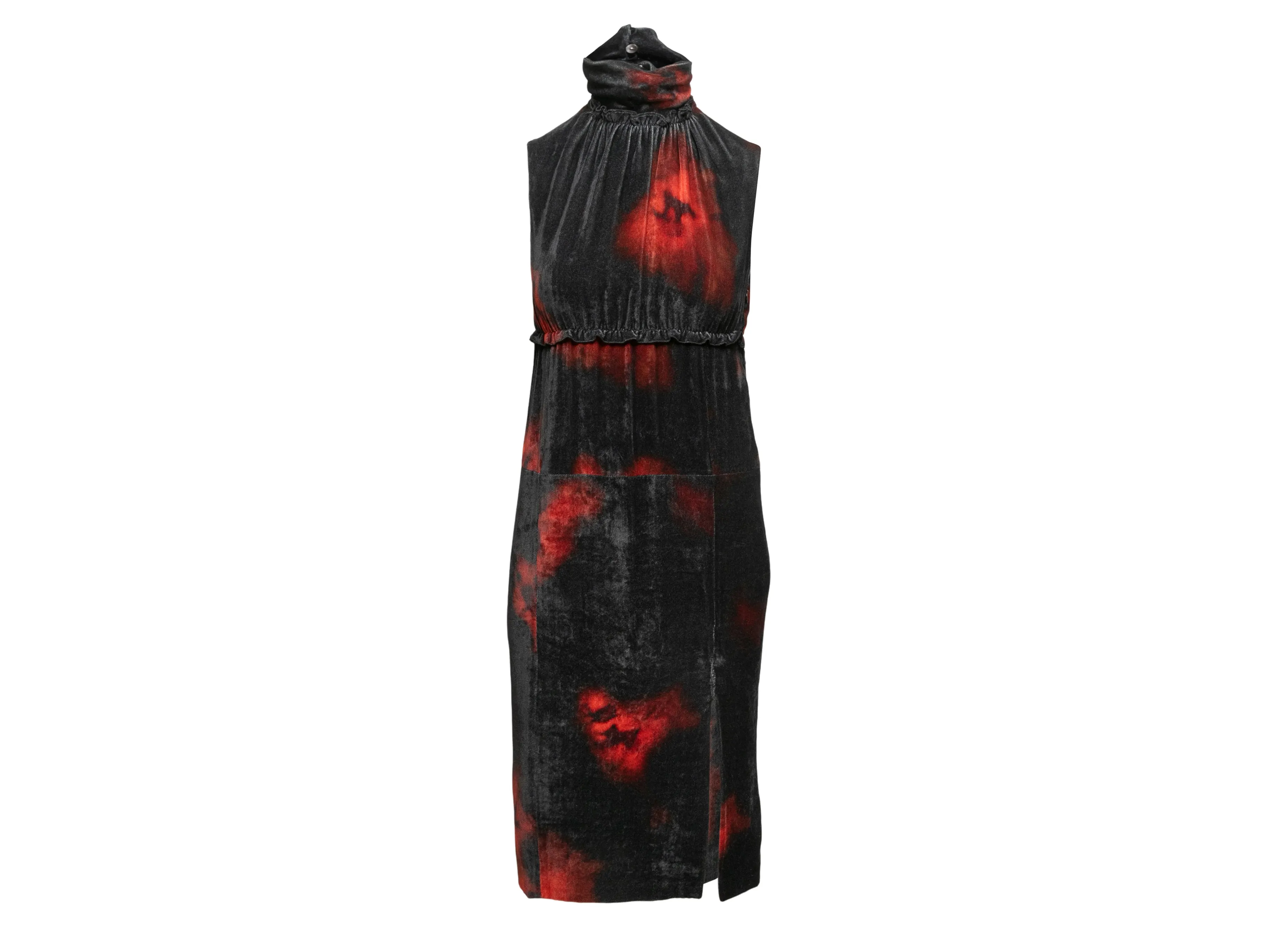 Black & Red Altuzarra Indira Velvet Tie-Dye Dress Size US S