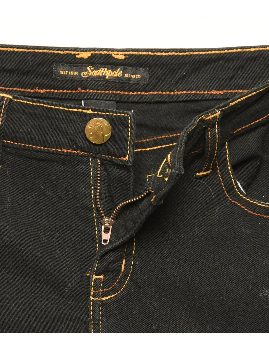 Black Zip Front Straight Fit Jeans - W34 L31