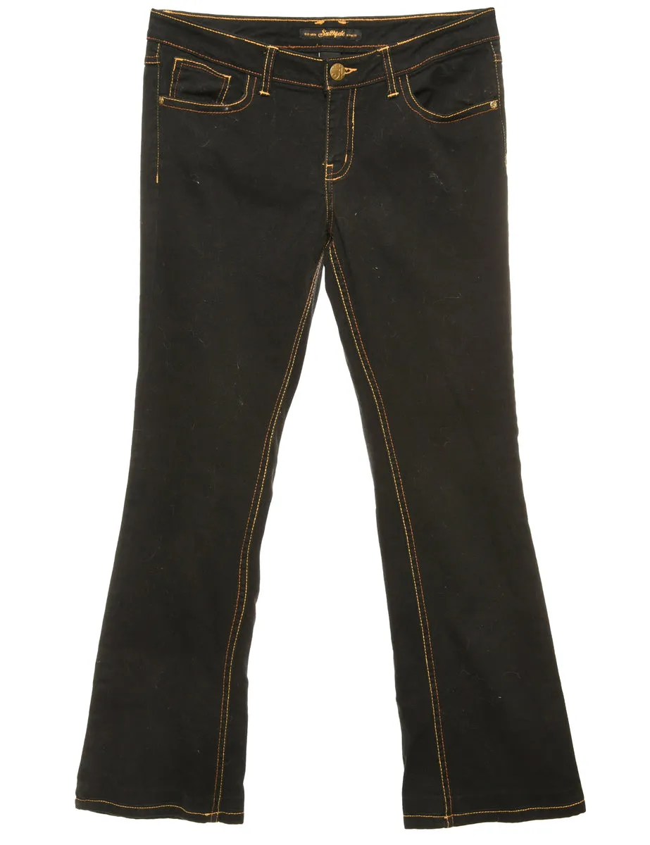 Black Zip Front Straight Fit Jeans - W34 L31