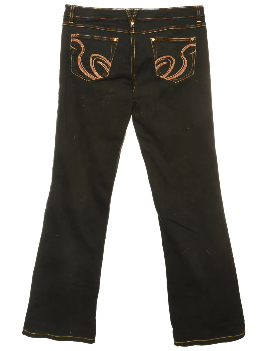 Black Zip Front Straight Fit Jeans - W34 L31