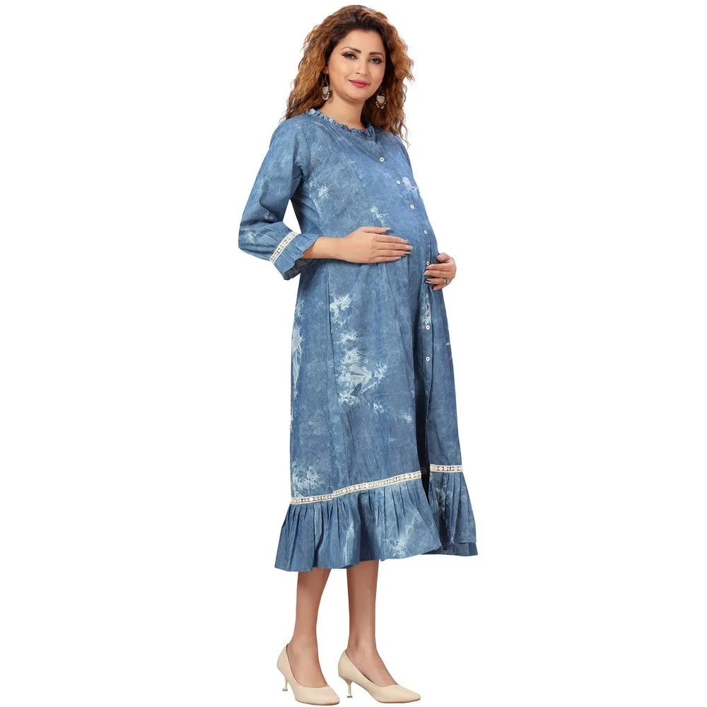 Blue Denim Maternity Dress