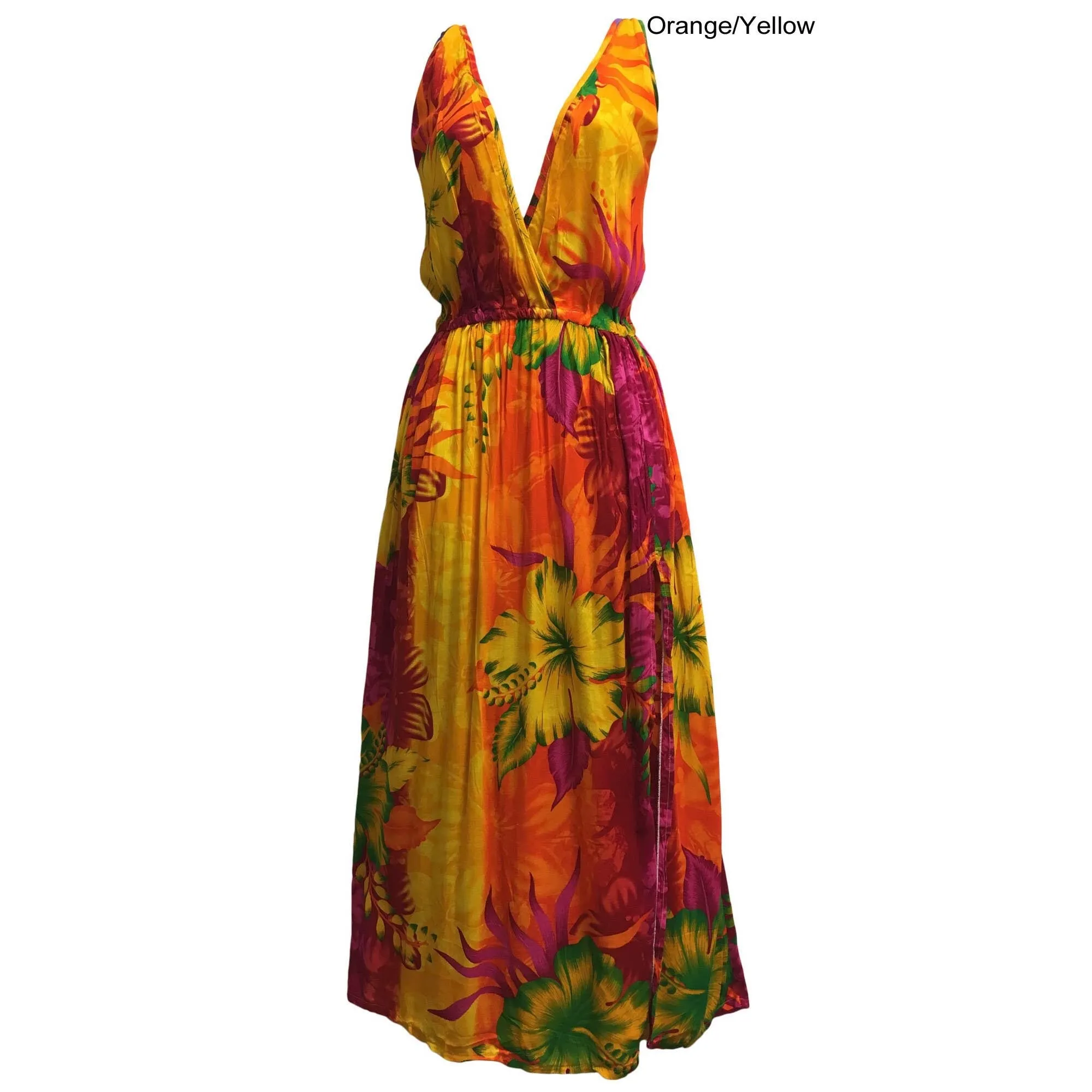 Boho Bright Floral Wrapped V-neck Sleeveless Cami Tank Long Dress Muna