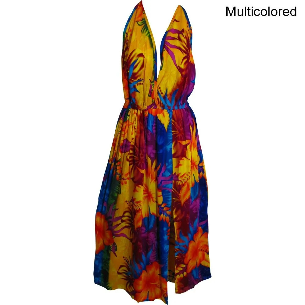 Boho Bright Floral Wrapped V-neck Sleeveless Cami Tank Long Dress Muna