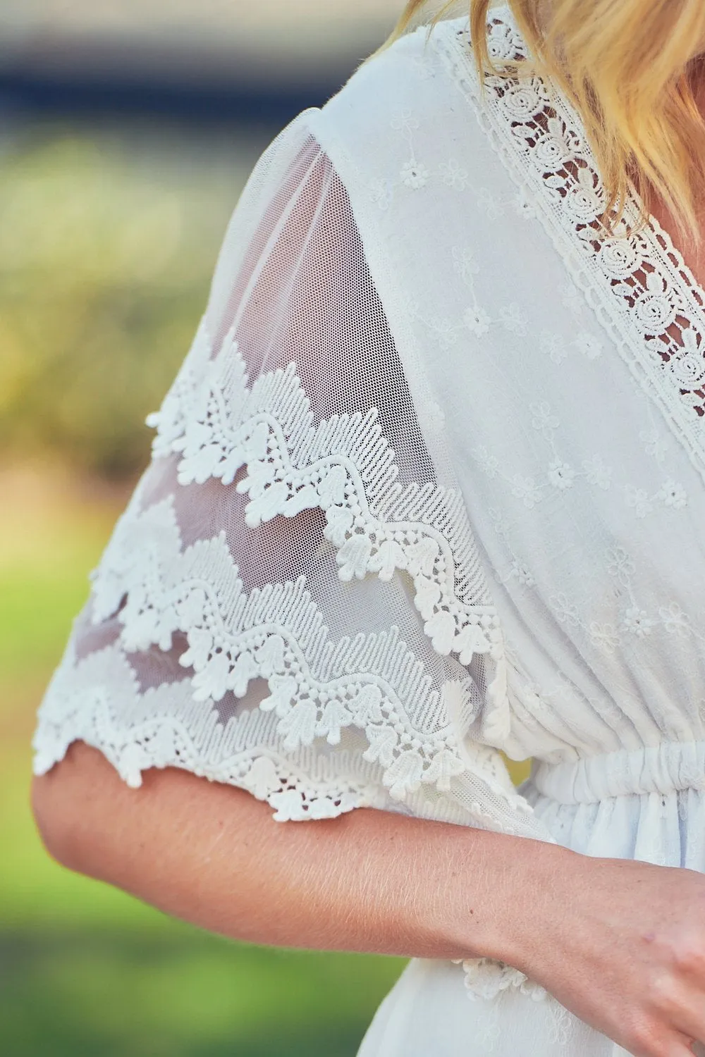 Boho V Neck Layered Lace Dress