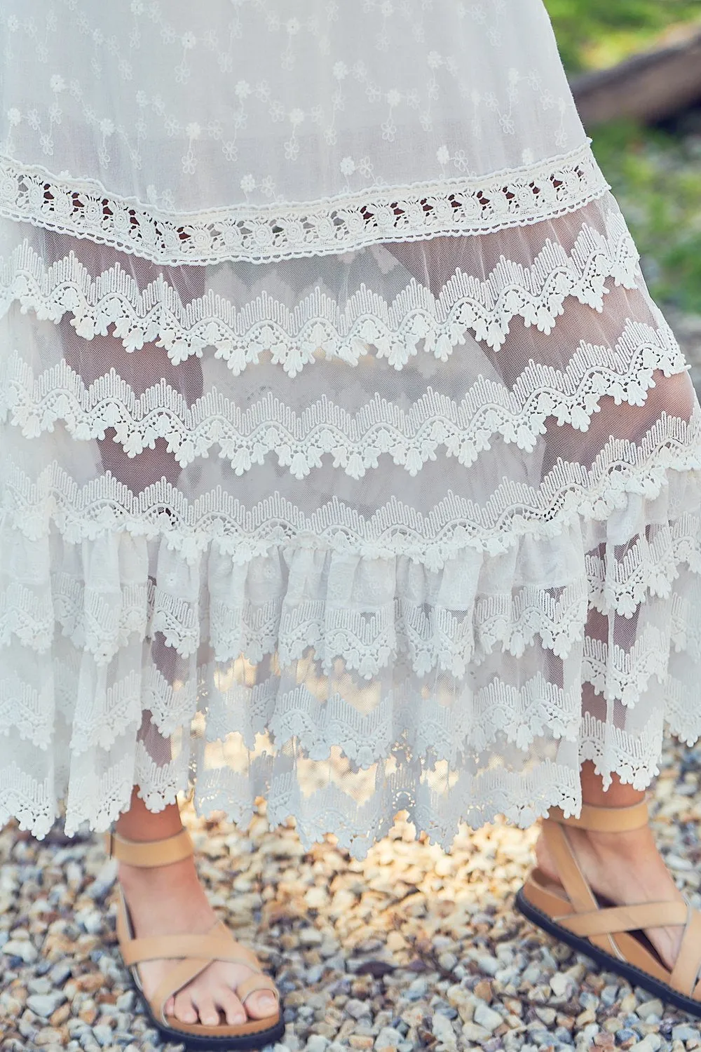 Boho V Neck Layered Lace Dress