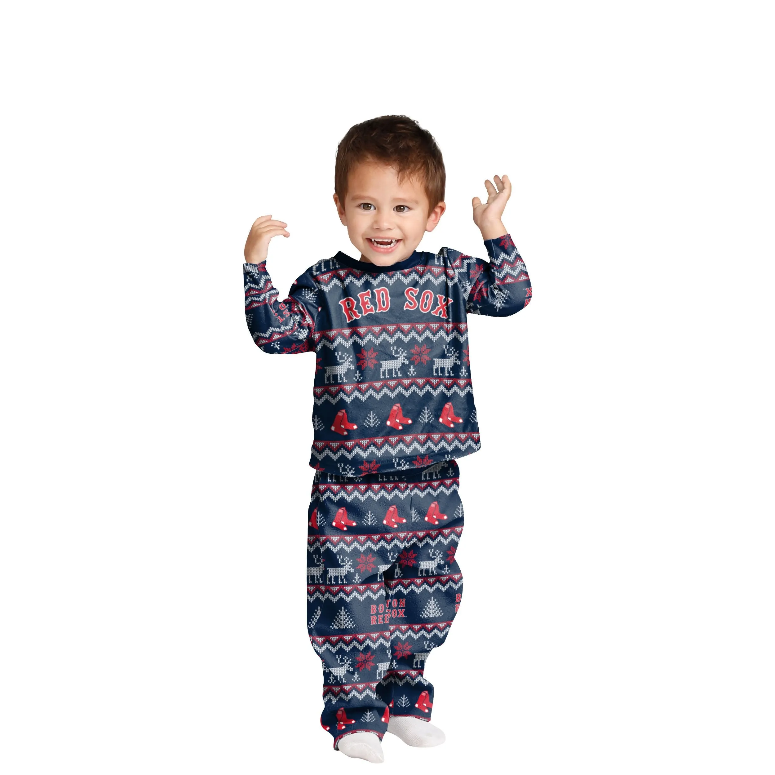 Boston Red Sox MLB Ugly Pattern Family Holiday Pajamas