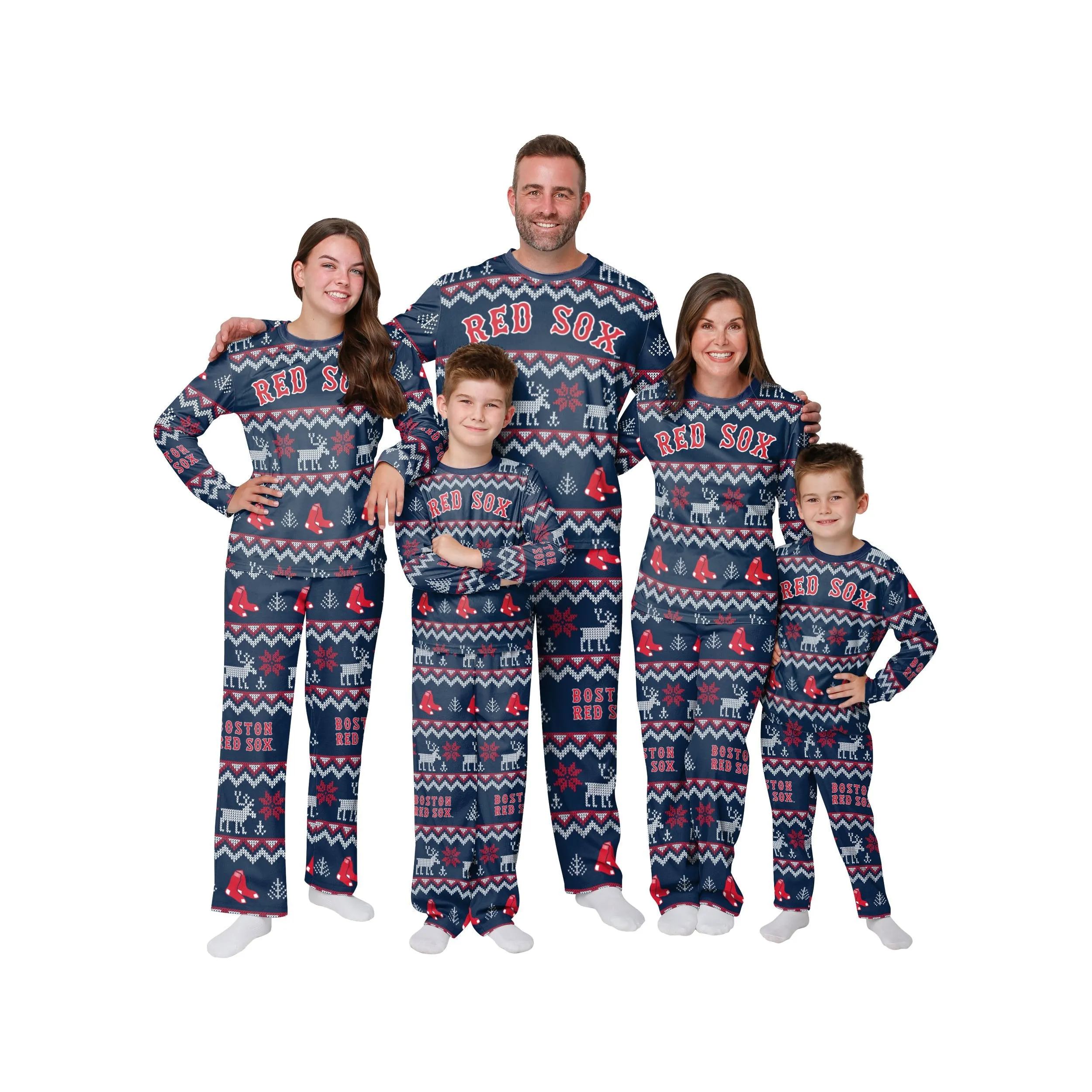 Boston Red Sox MLB Ugly Pattern Family Holiday Pajamas