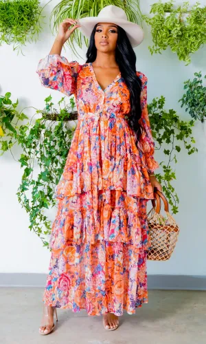 Bouquet of Flowers| Floral Long Dress FINAL SALE