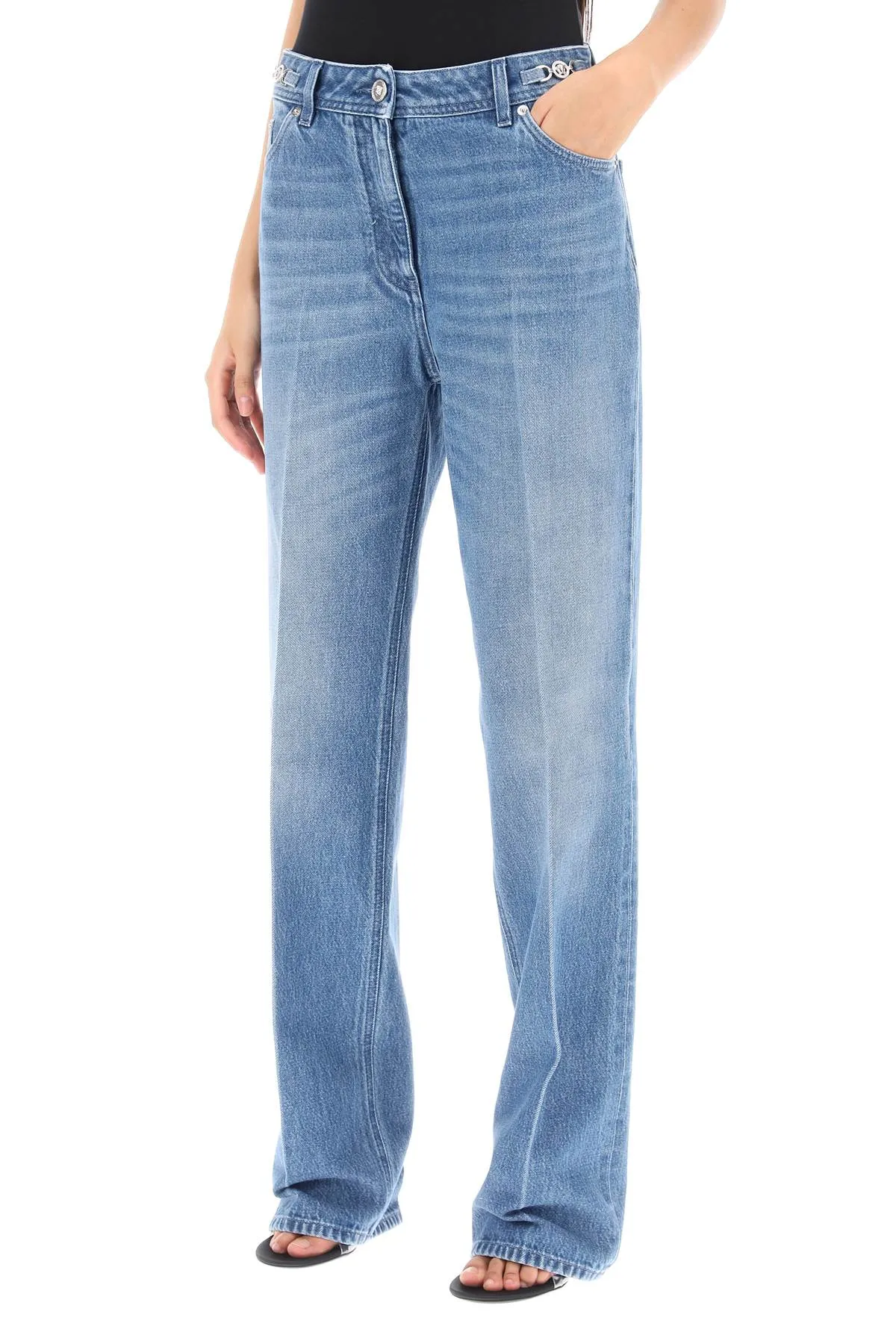 boyfriend jeans with tailored crease