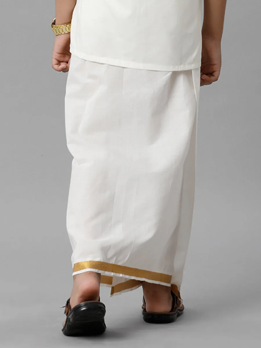 Boys Double Layer Dhoti - Cream