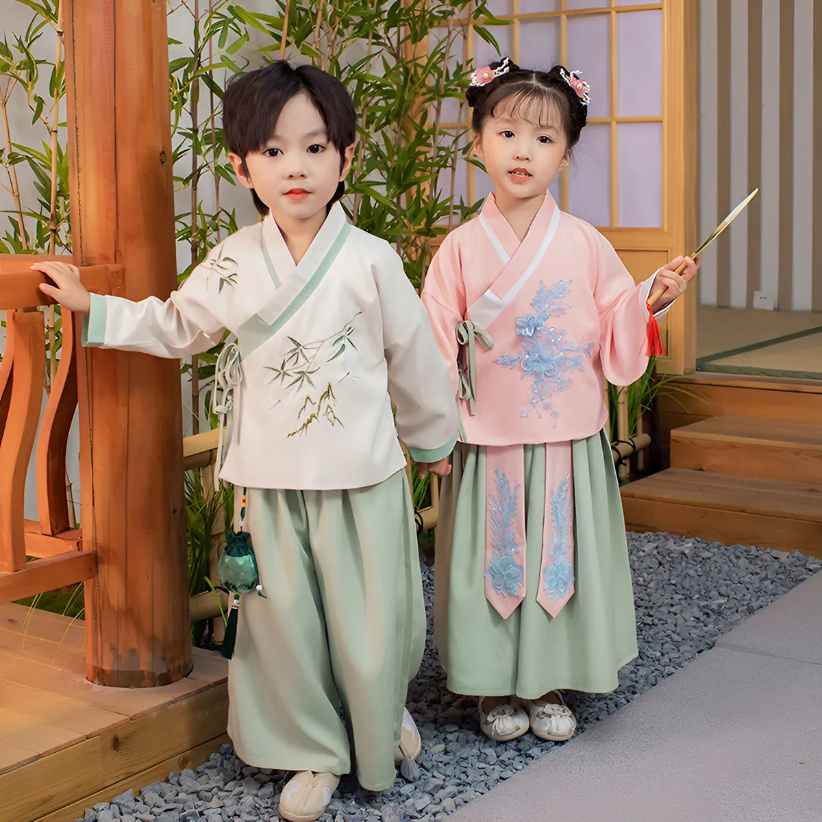 Boys Hanfu Two Piece Set Traditional Chinese Outfit