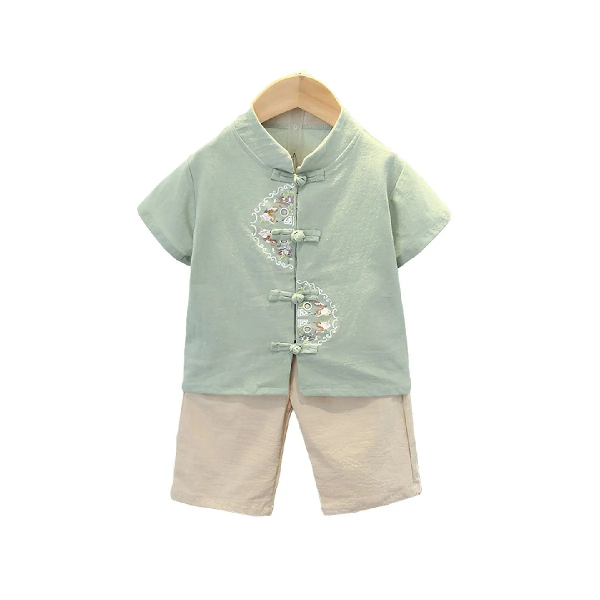 Boys Short Sleeve Hanfu Shorts Two Piece Set