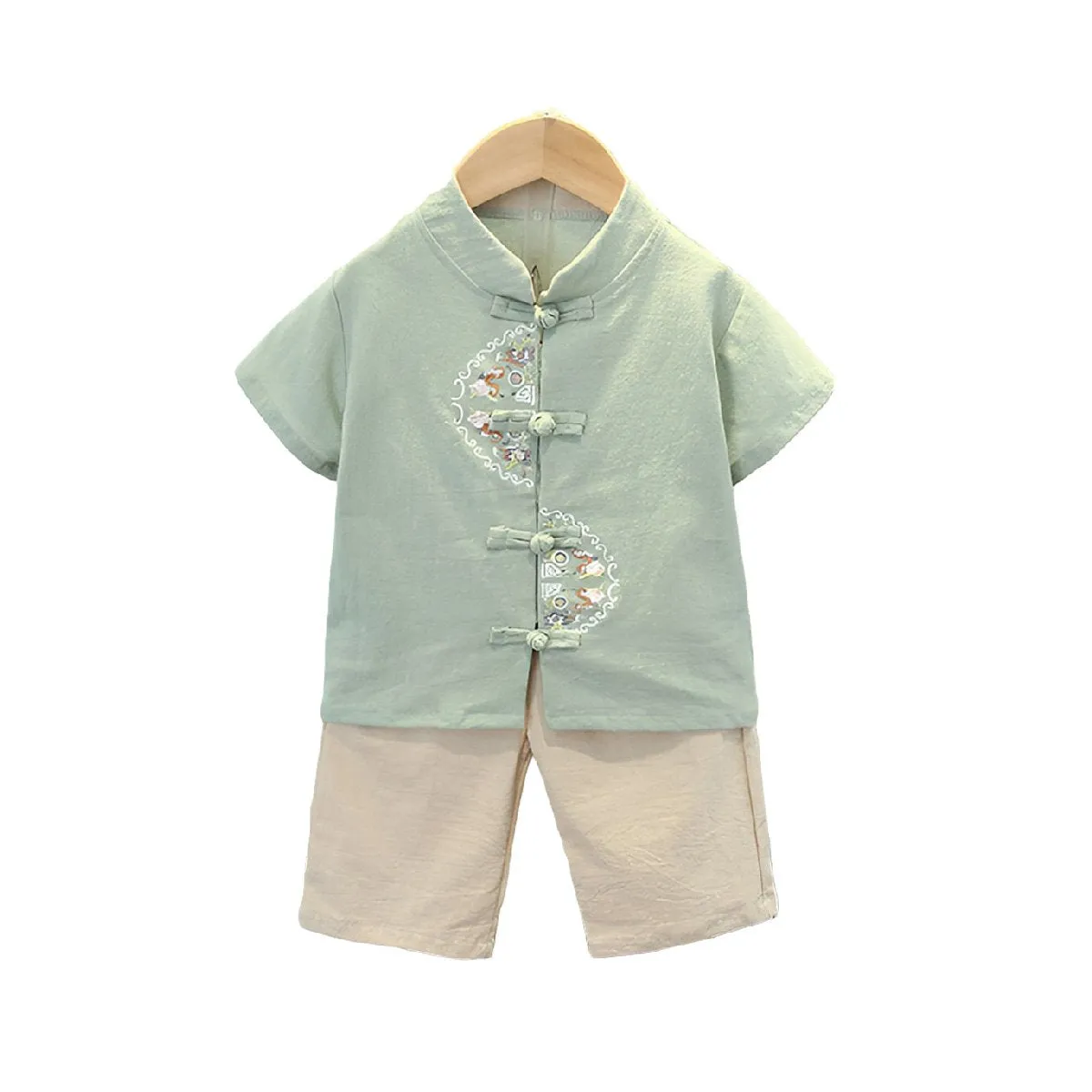 Boys Short Sleeve Hanfu Shorts Two Piece Set