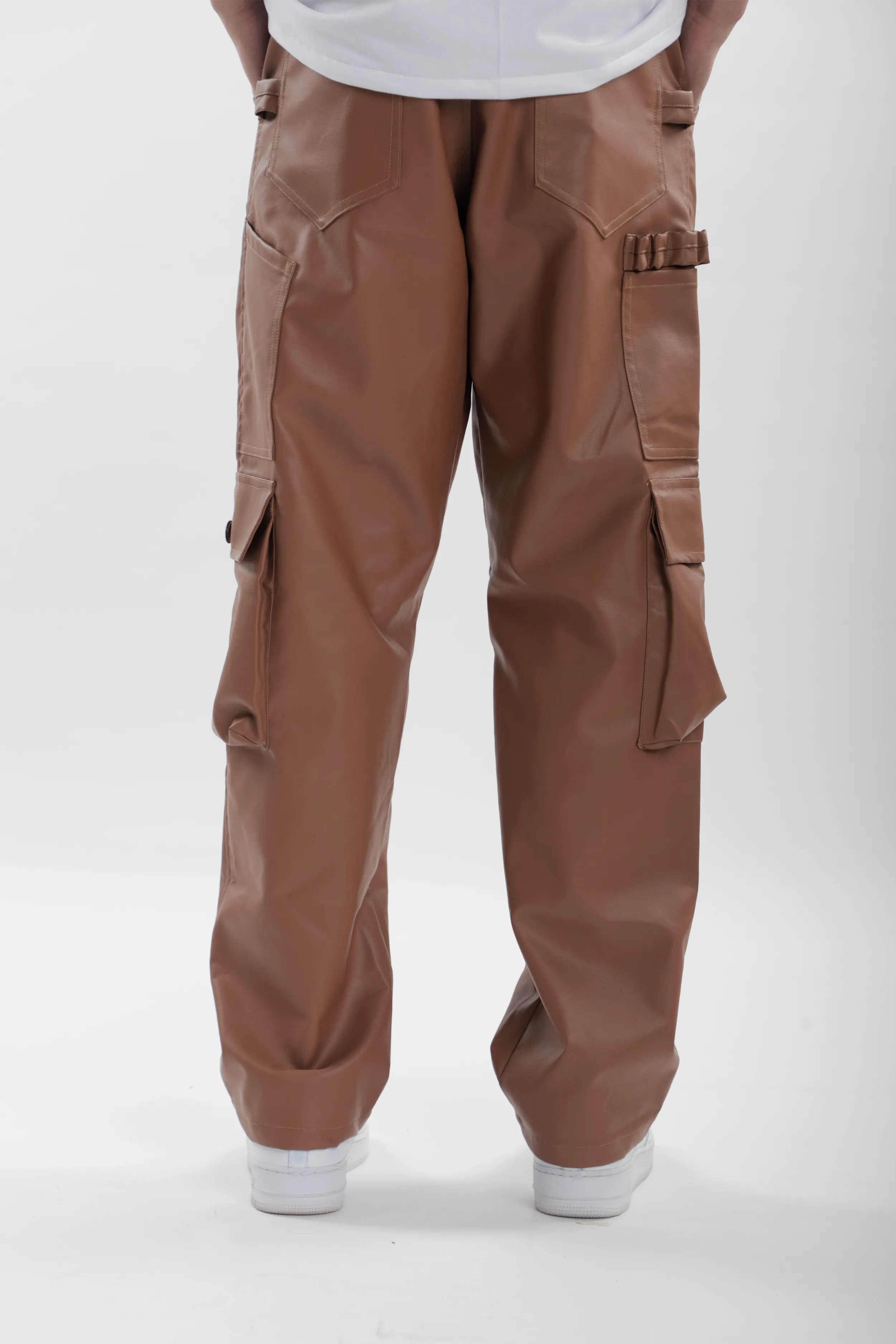 Brown Leather Carpenter Pants