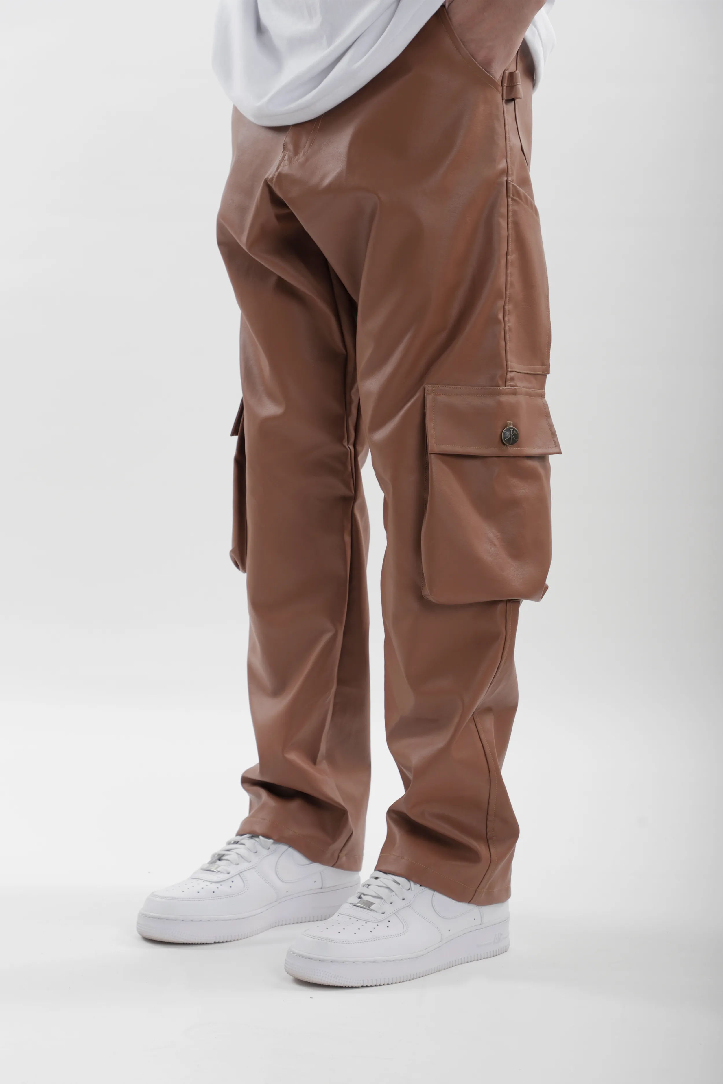 Brown Leather Carpenter Pants