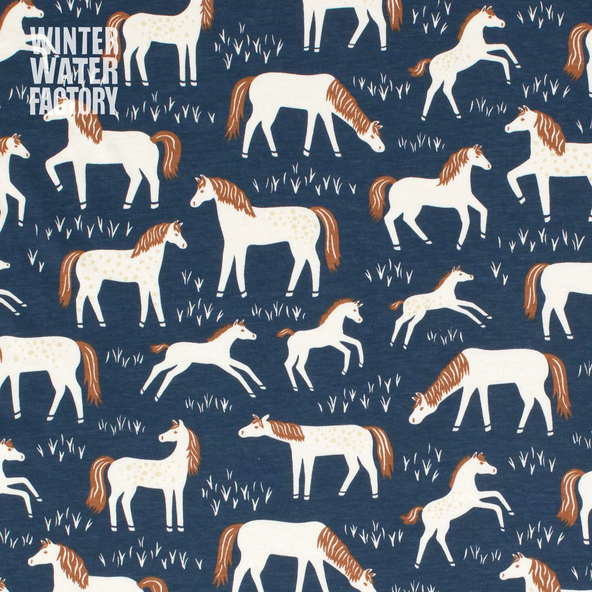 Calgary Dress - Horses Navy