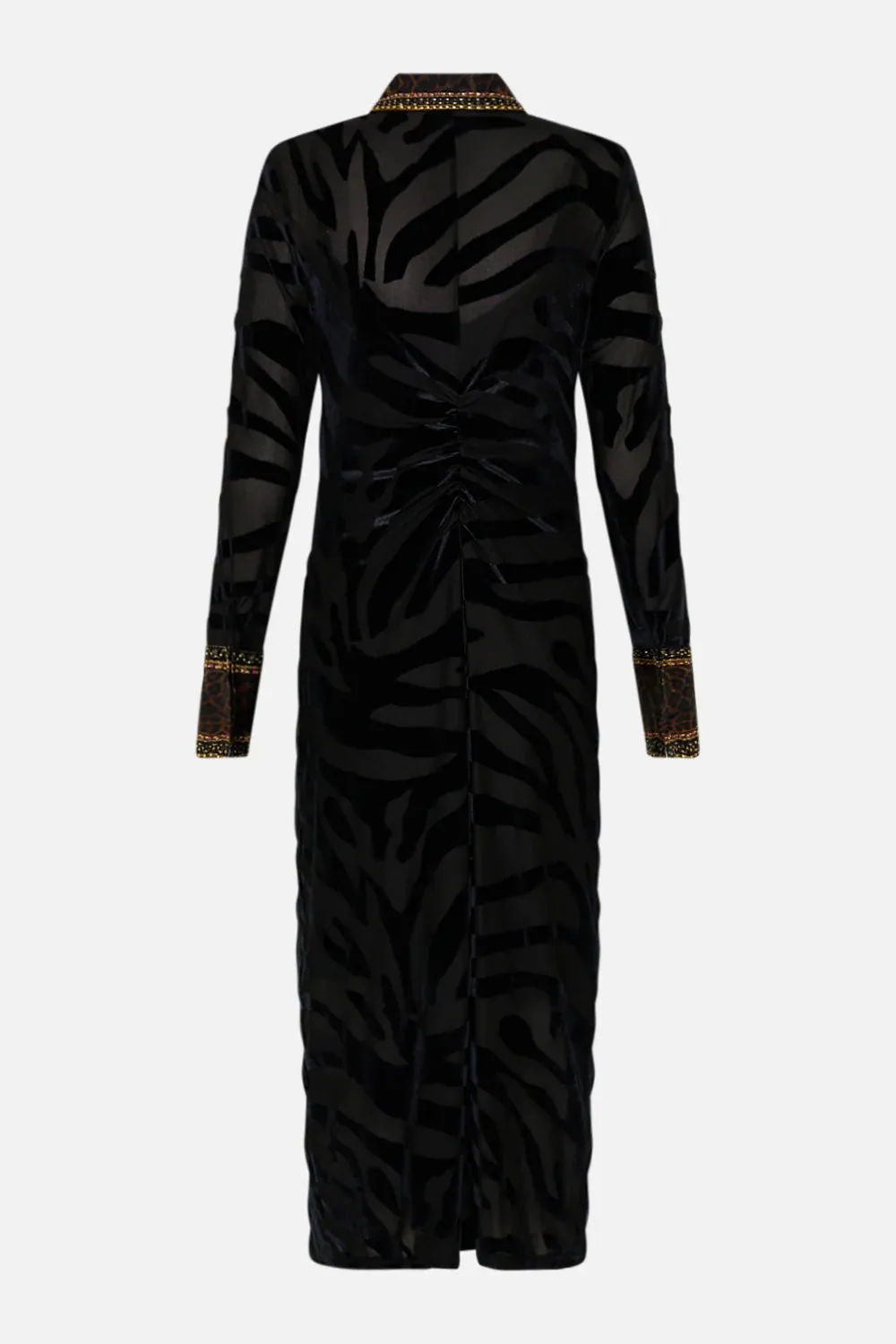 CAMILLA AMSTERGLAM STRETCH VELVET ANIMAL SHIRT DRESS