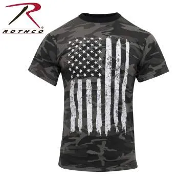 Camo US Flag T-Shirt - Black Camo