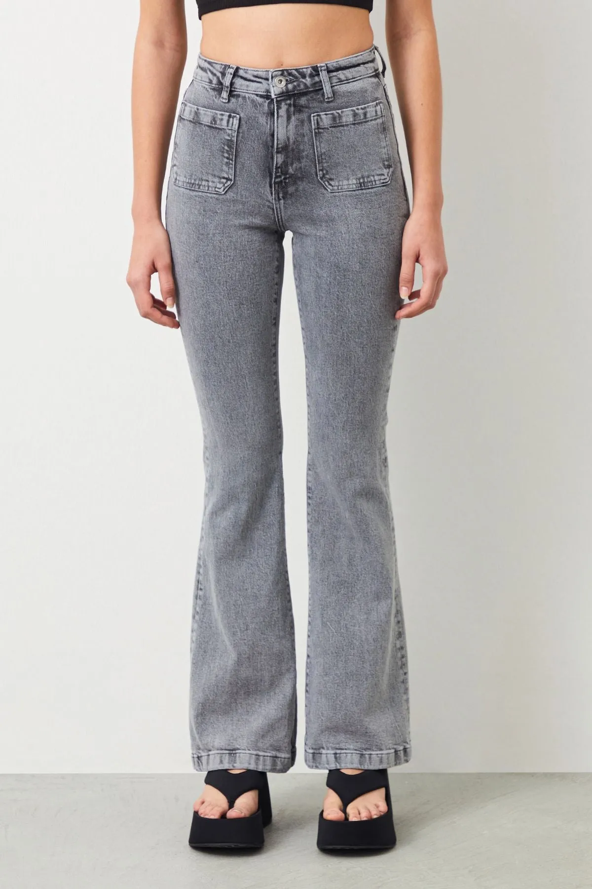 Canva Flare Fit Grey Women's Jeans