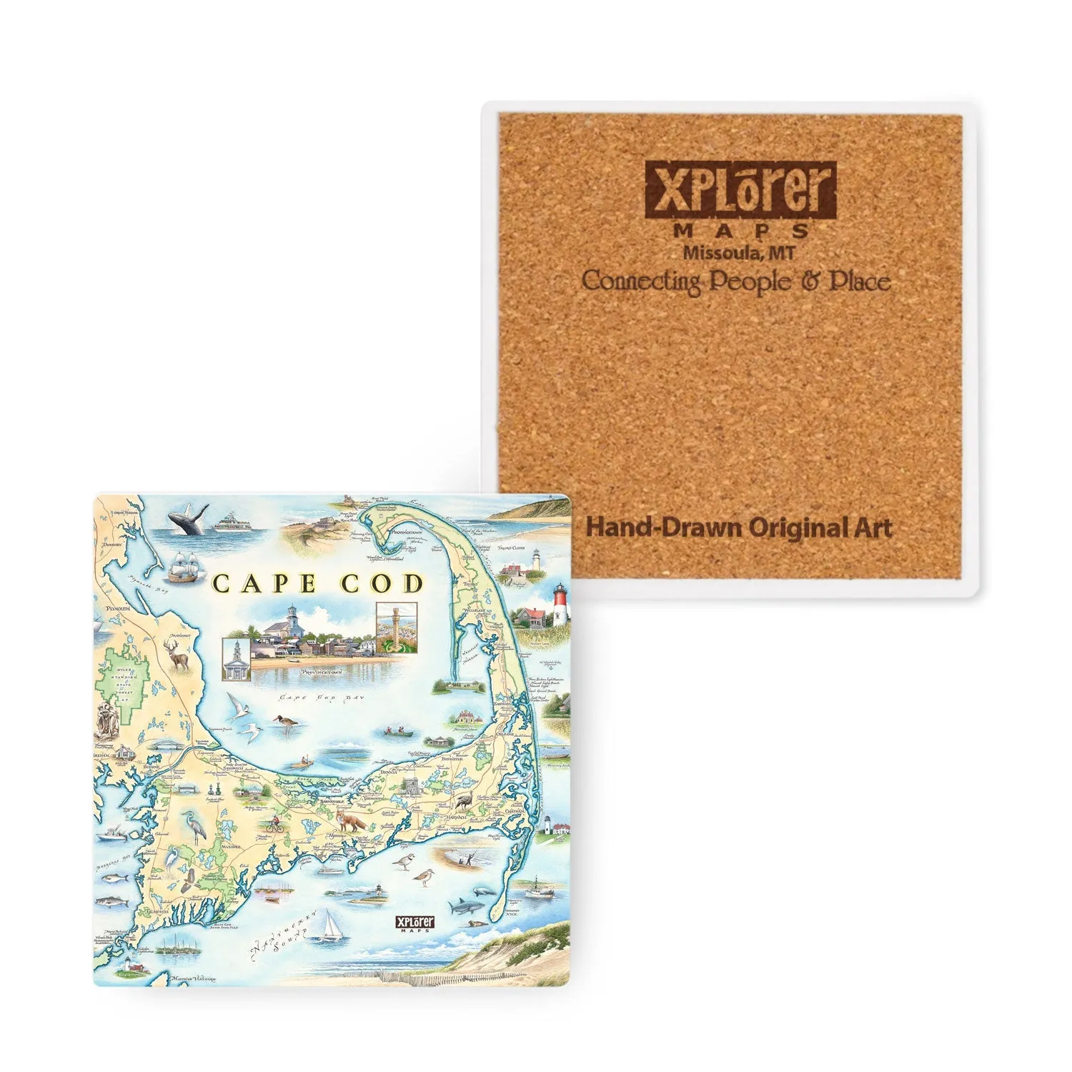 Cape Cod Map Ceramic Coasters