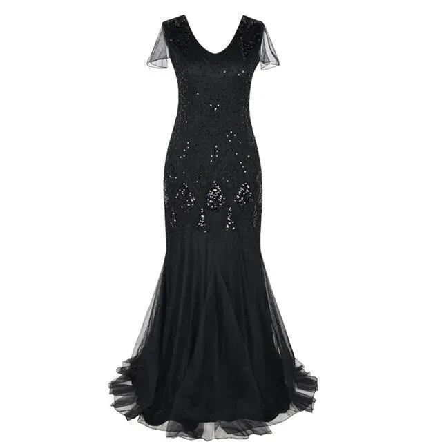 Cecily- the Floor Length 1920s Inspired Beaded Dress 8 Colors