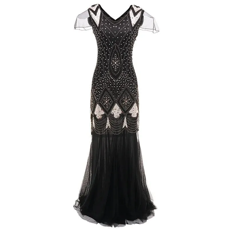 Cecily- the Floor Length 1920s Inspired Beaded Dress 8 Colors