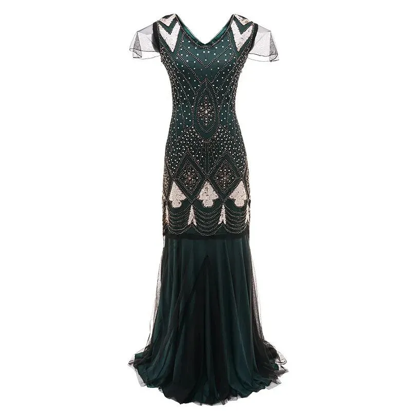 Cecily- the Floor Length 1920s Inspired Beaded Dress 8 Colors