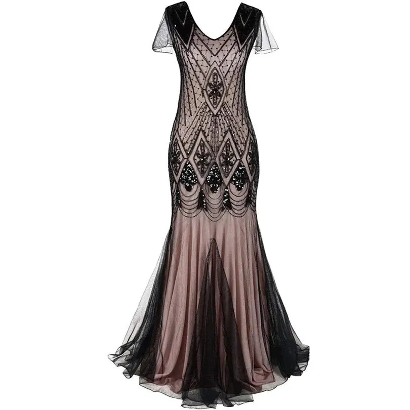 Cecily- the Floor Length 1920s Inspired Beaded Dress 8 Colors