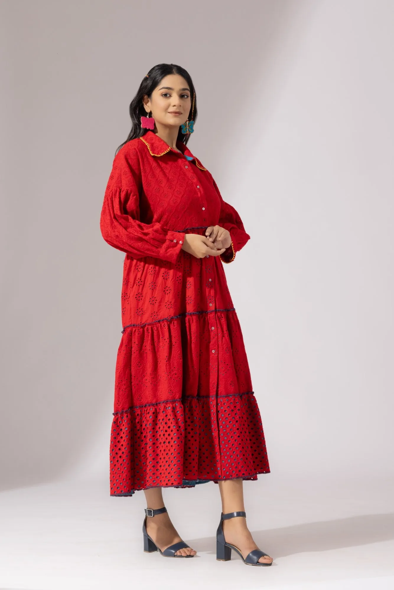 Celestial Grace Dress- Chilli Red