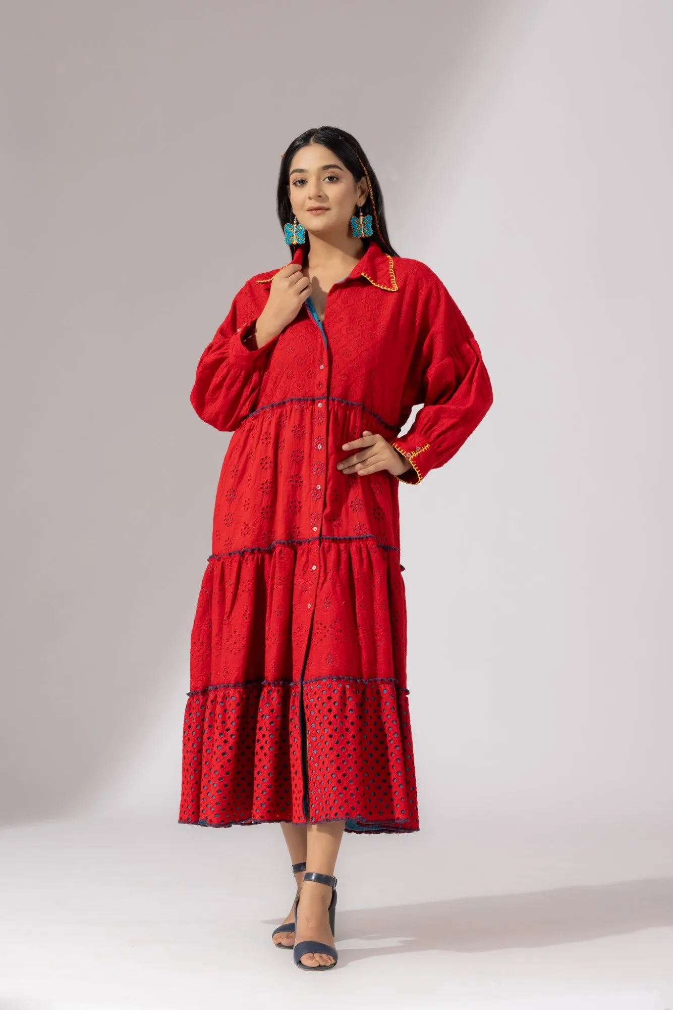 Celestial Grace Dress- Chilli Red