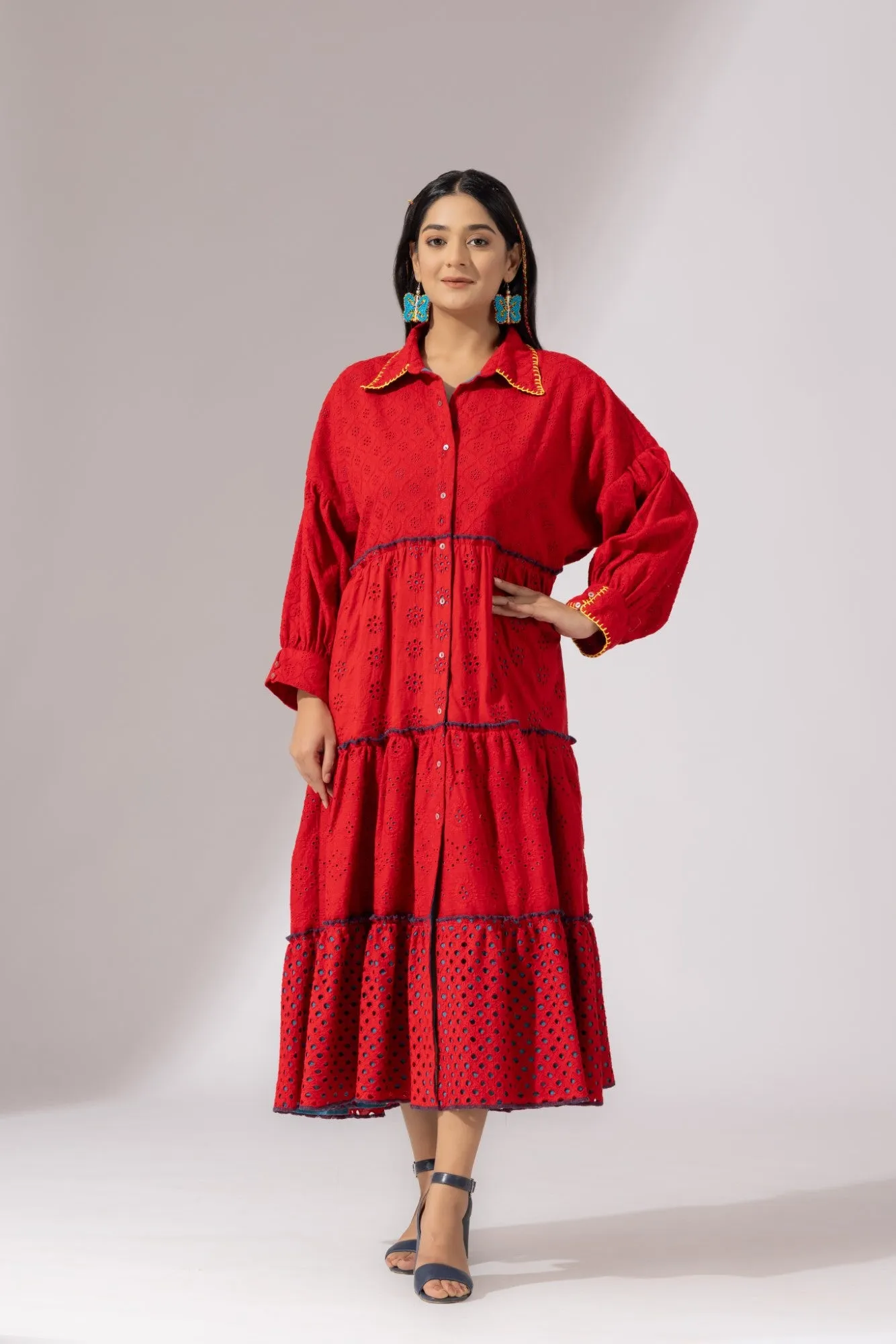 Celestial Grace Dress- Chilli Red