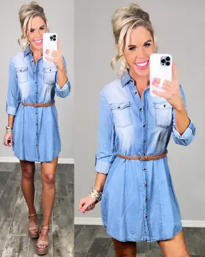 Chambray Belted Dress