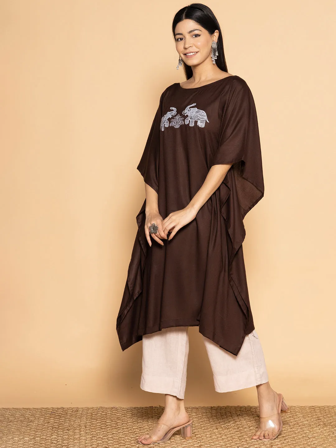 Coffee Rayon Long-Kaftan - Gaja