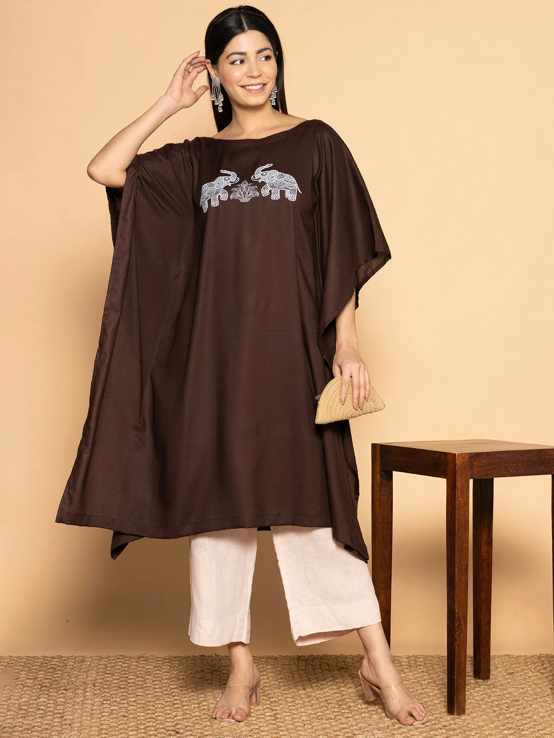 Coffee Rayon Long-Kaftan - Gaja