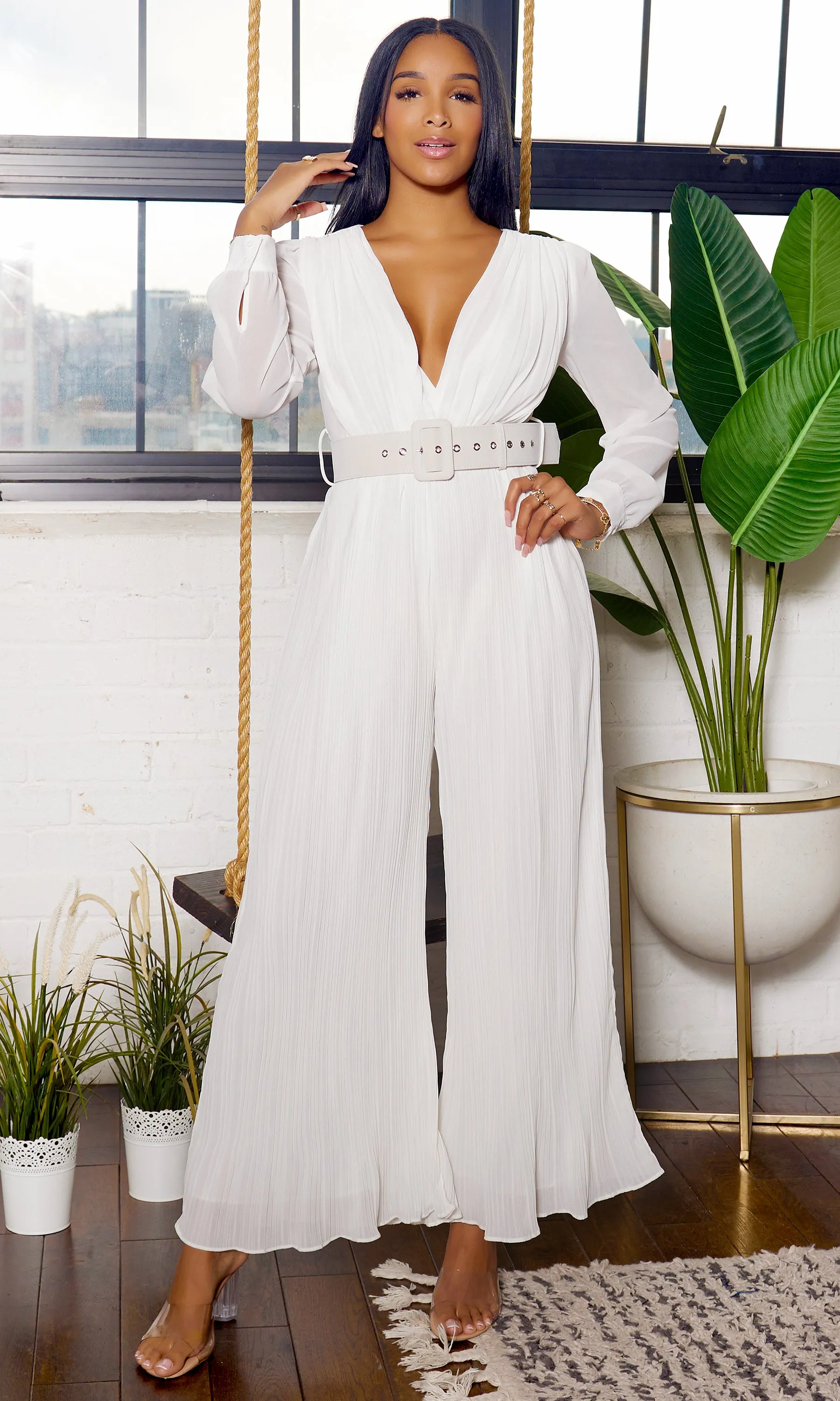 Confidence -  Off White Flowy Jumpsuit FINAL SALE