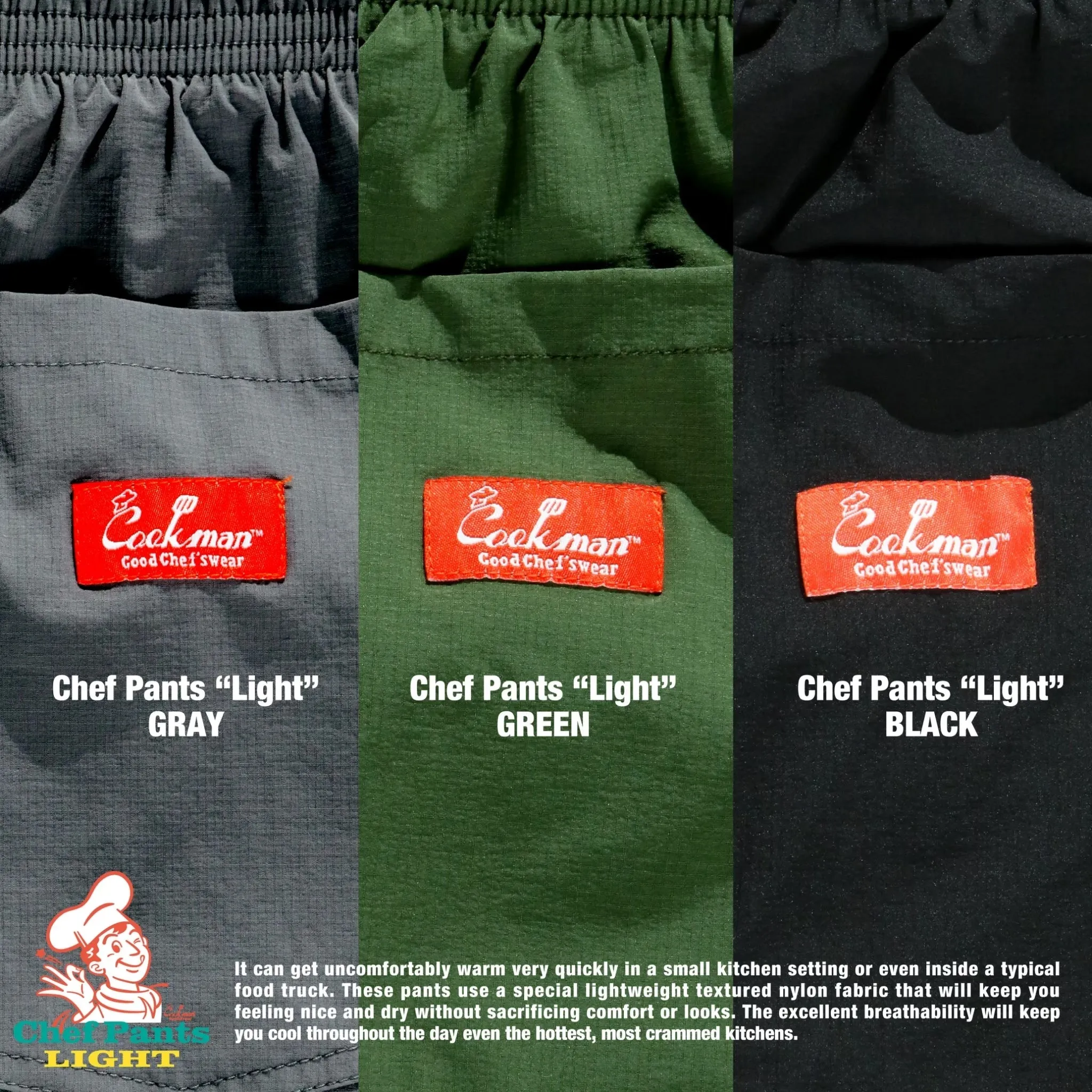 Cookman Chef Pants - "Light" : Black