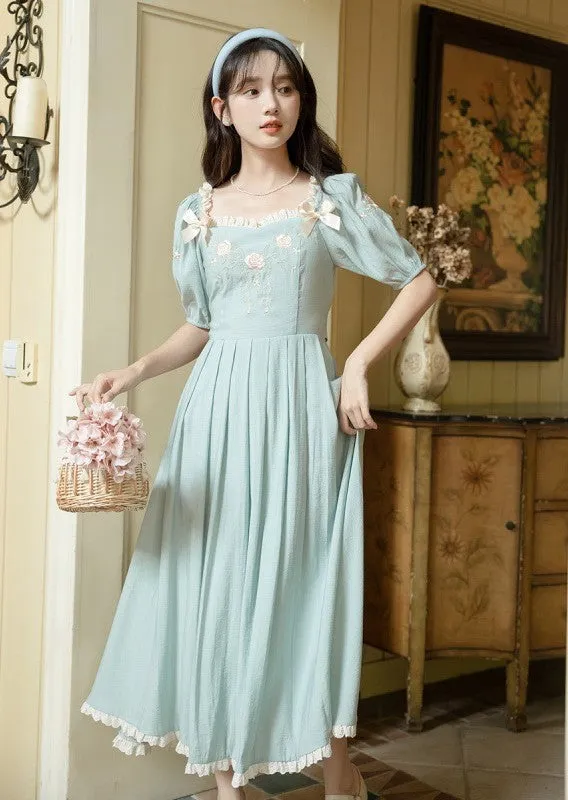 Coquette Bow Tie Embroidery Dress