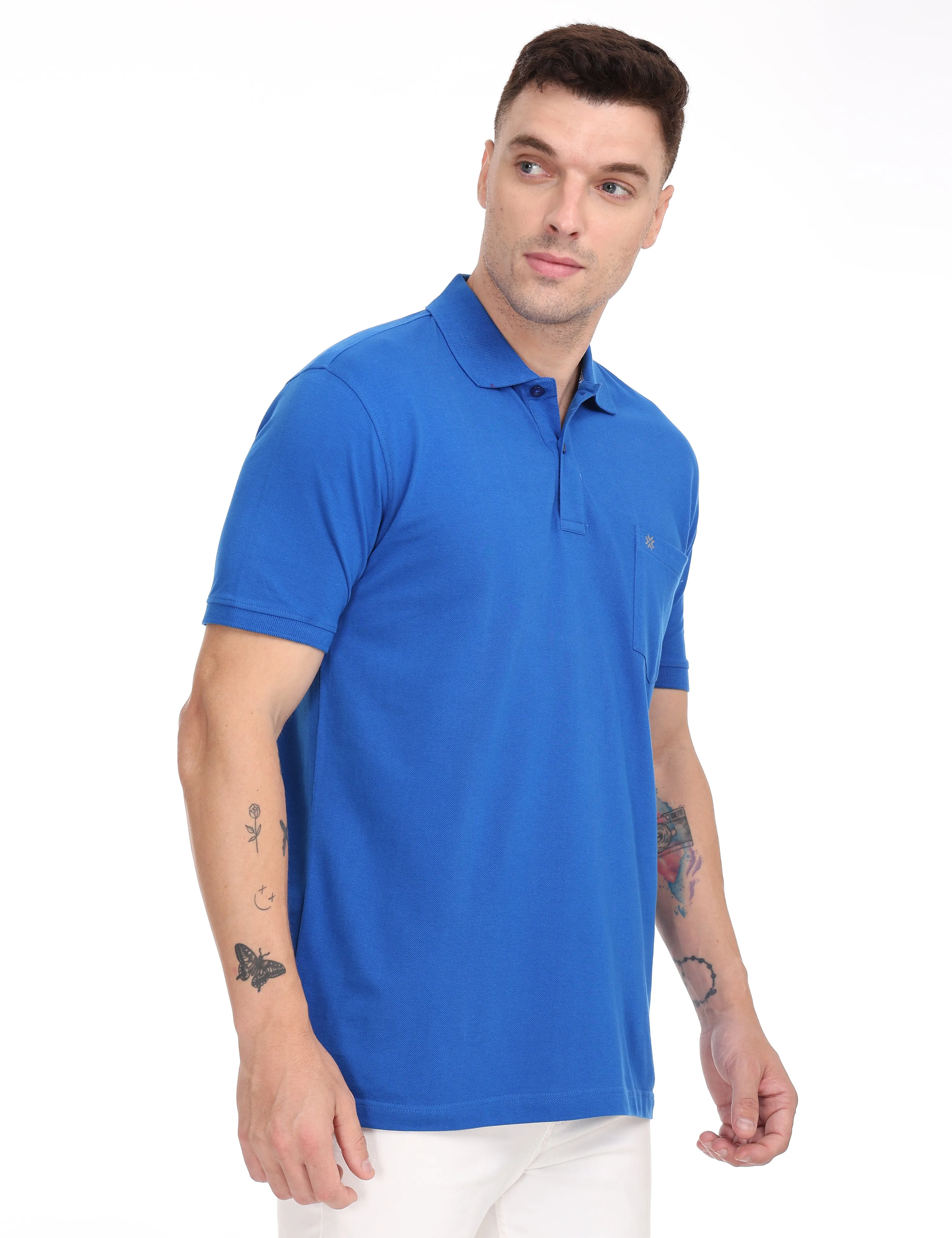 Coral Royal Blue Colour T-shirt - 7009