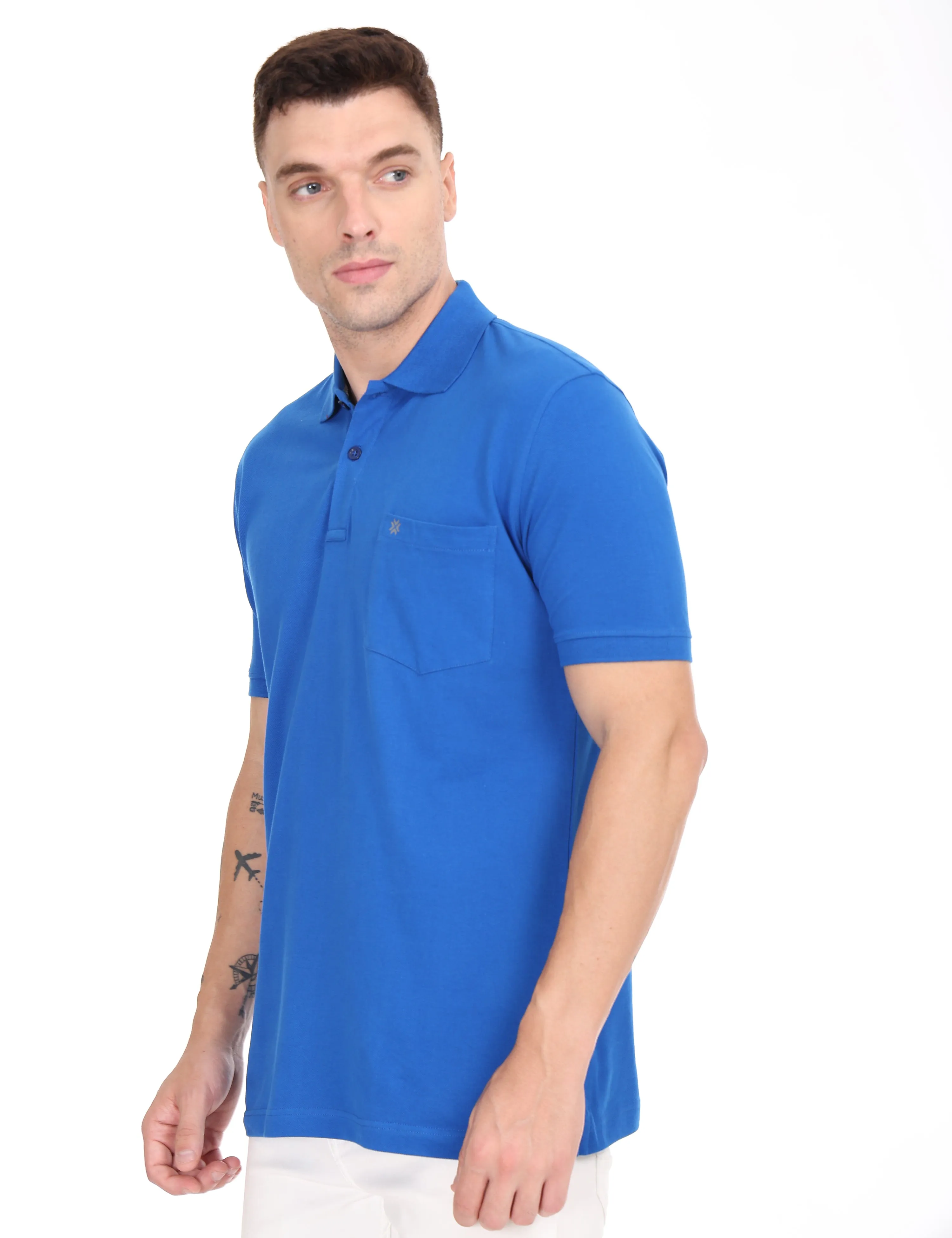 Coral Royal Blue Colour T-shirt - 7009