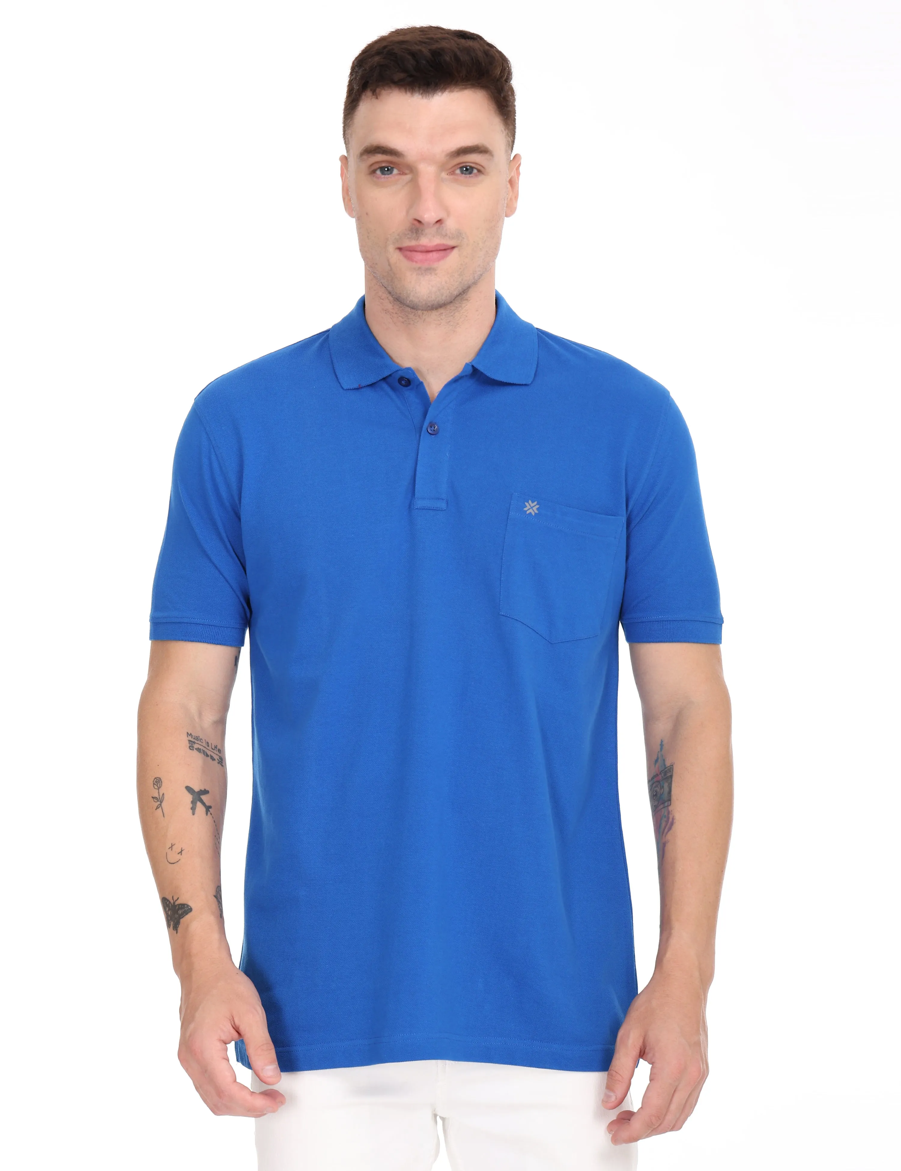 Coral Royal Blue Colour T-shirt - 7009