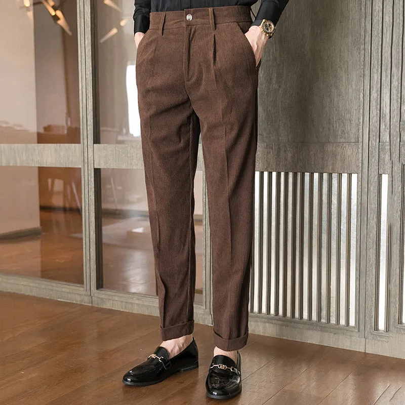 Corduroy Slim Casual Trousers