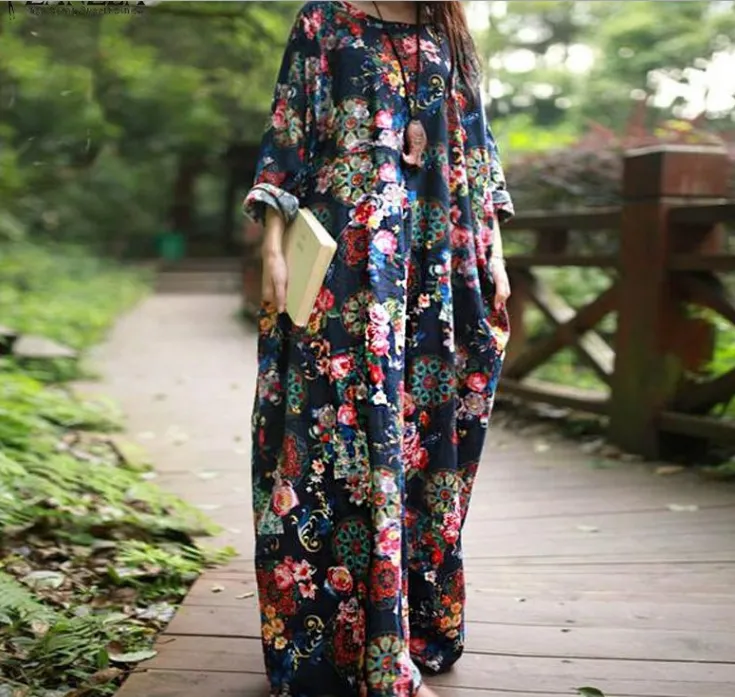 Cotton Printed Loose Casual Dress