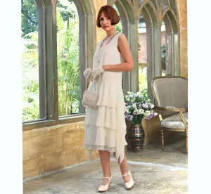 Cream Roaring 20s party dress with layered skirt