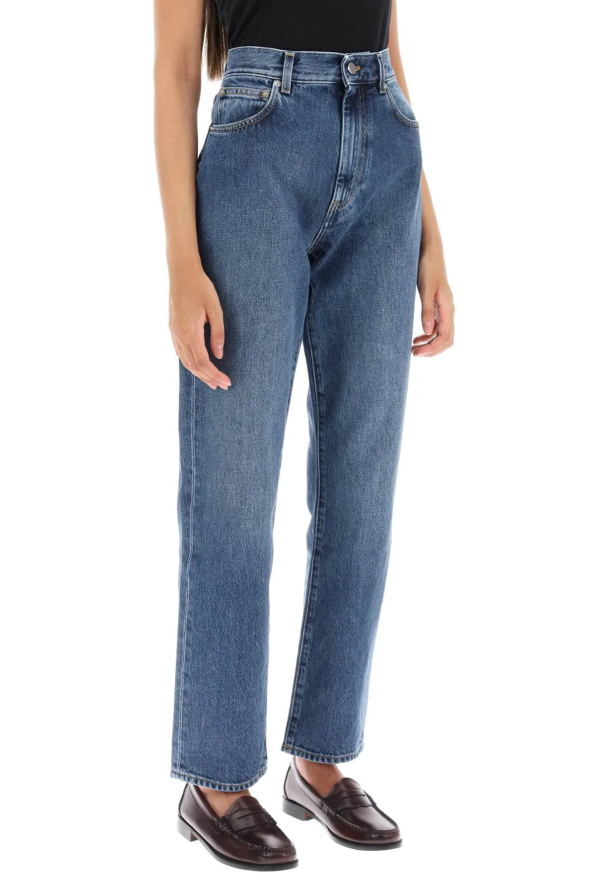 cropped straight cut jeans