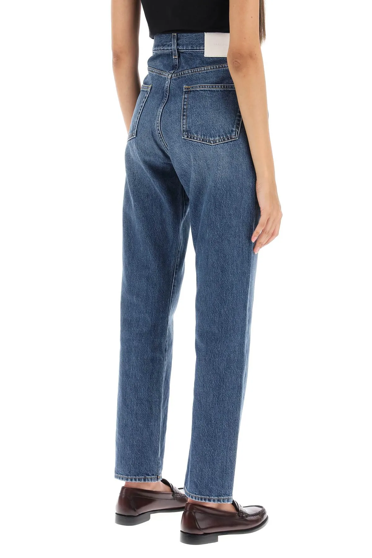 cropped straight cut jeans