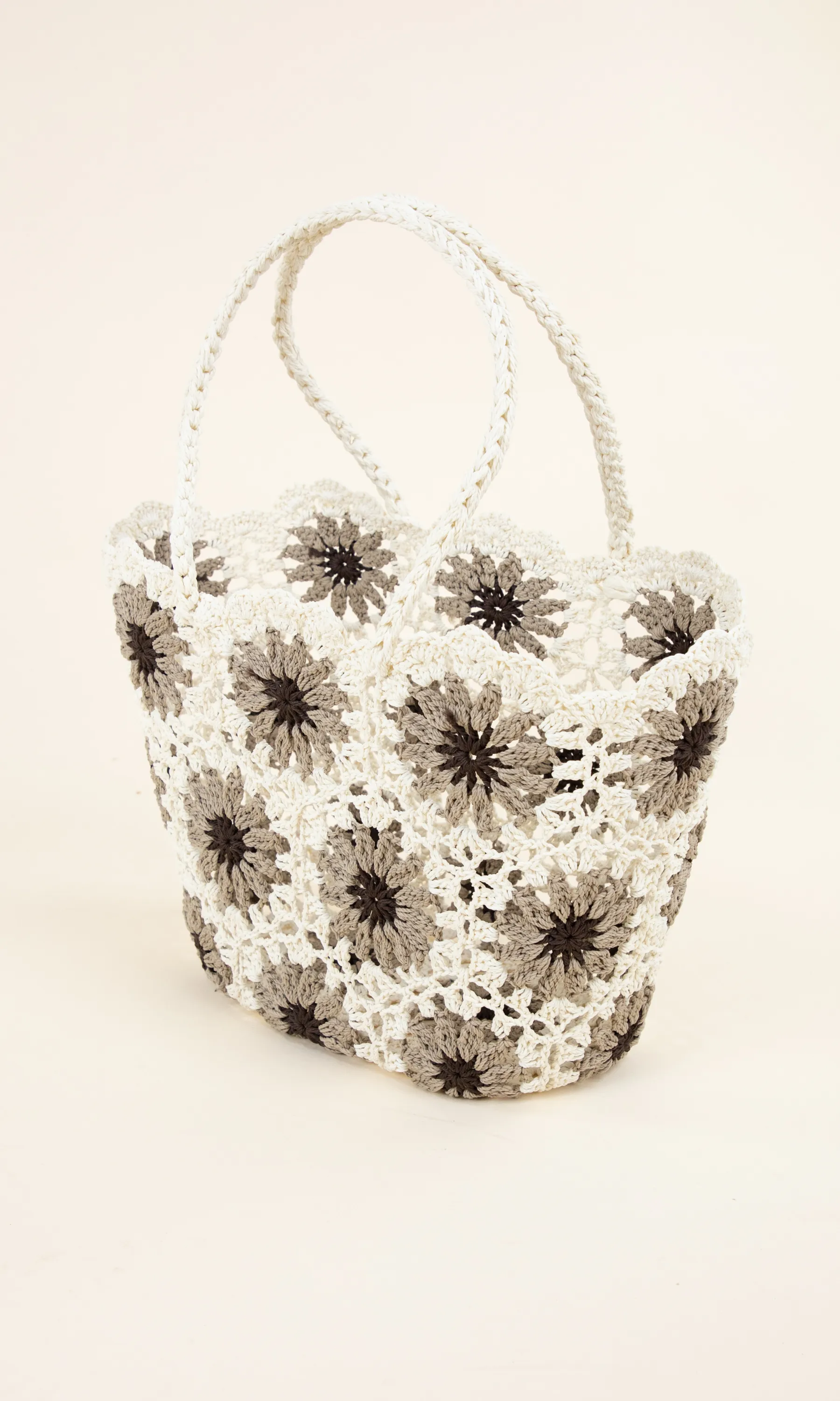 Daisy Delight Crochet Tote Bag - White