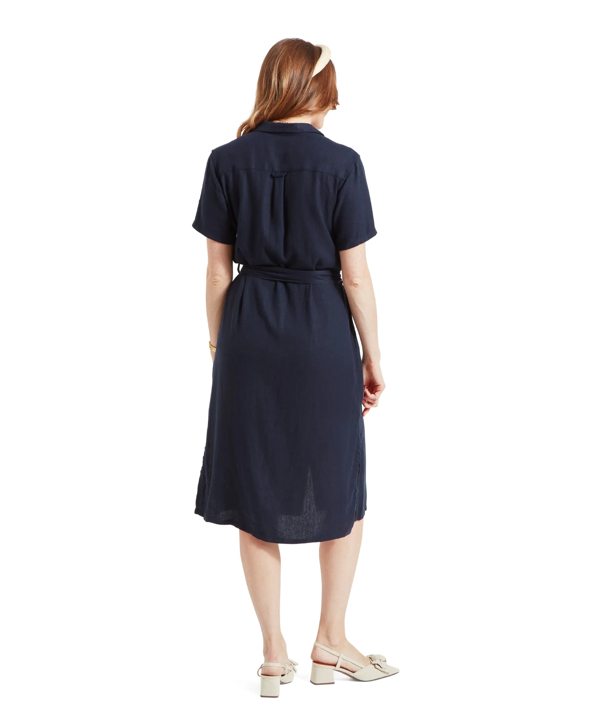 Daisy Linen Dress - Navy