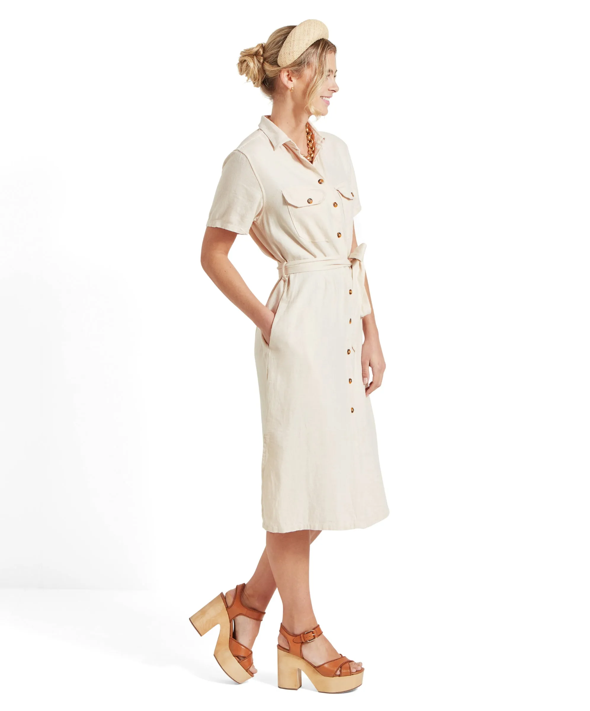 Daisy Linen Dress - Oat